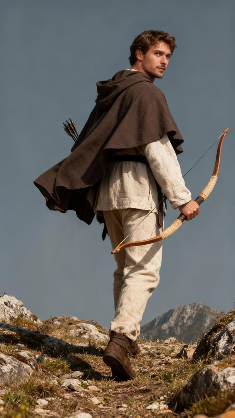 UQJE Medieval Cowl Hooded Cloak Post Apocalyptic Shawl Shaman Cowl Renaissance Cape Robe Costume - Image 5